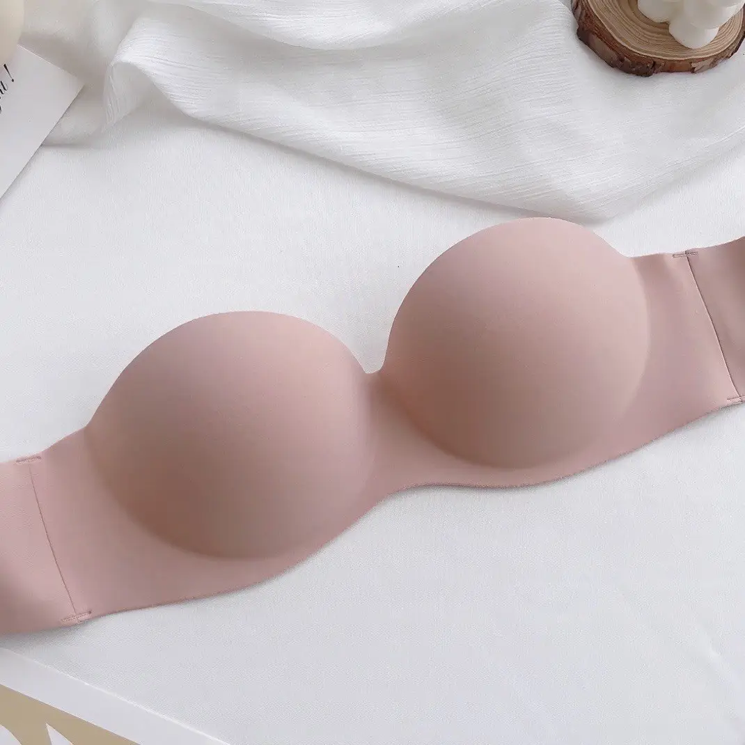 Summer Nylon Simple Casual Strapless Seamless Bra with Beautiful Back Design, Wireless Thin Molded Cup Lingerie Bra — feature 3