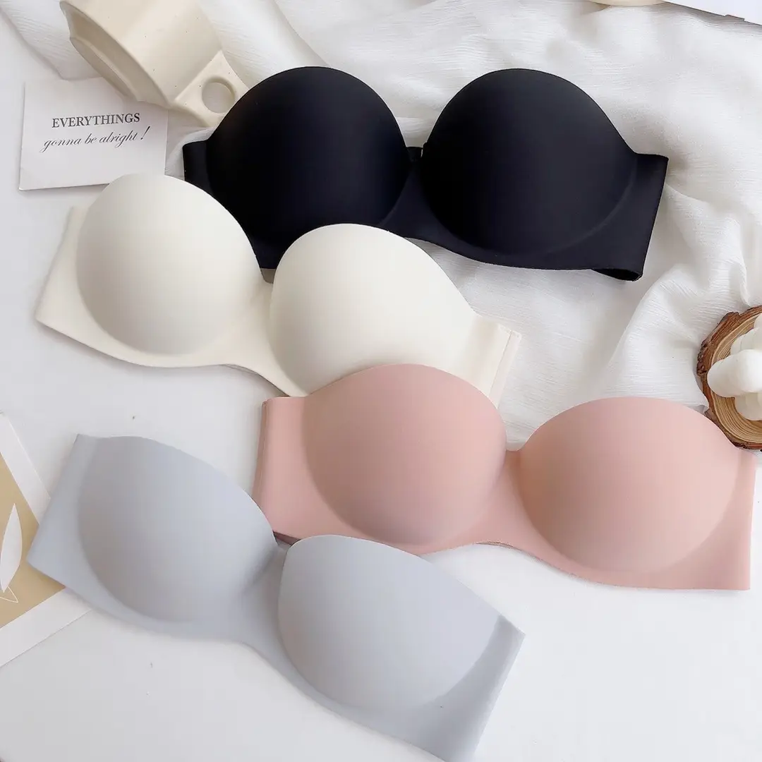 Summer Nylon Simple Casual Strapless Seamless Bra with Beautiful Back Design, Wireless Thin Molded Cup Lingerie Bra — feature 4
