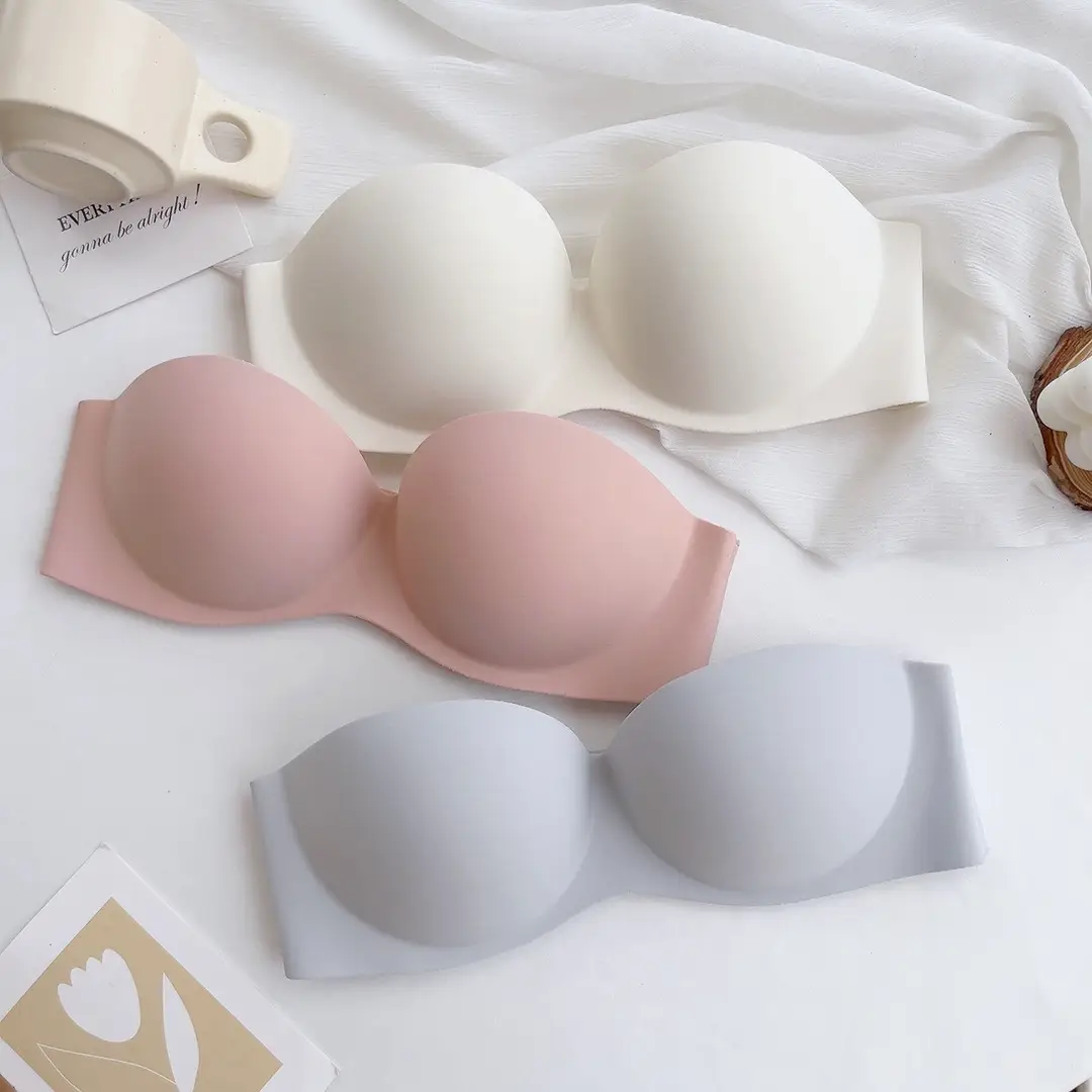 Summer Nylon Simple Casual Strapless Seamless Bra with Beautiful Back Design, Wireless Thin Molded Cup Lingerie Bra — feature 5