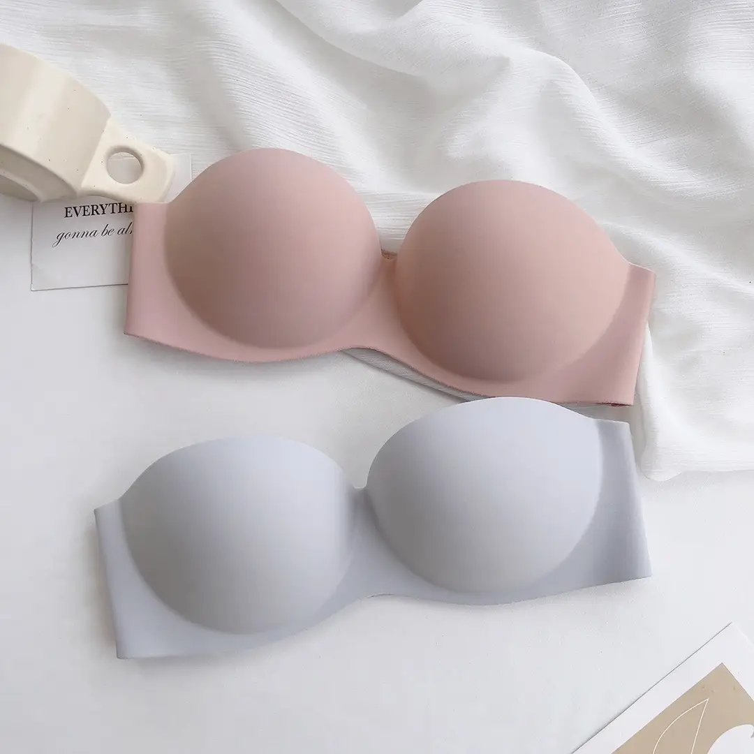 Summer Nylon Simple Casual Strapless Seamless Bra with Beautiful Back Design, Wireless Thin Molded Cup Lingerie Bra — feature 6