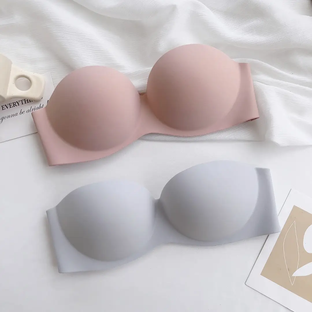 Summer Nylon Simple Casual Strapless Seamless Bra with Beautiful Back Design, Wireless Thin Molded Cup Lingerie Bra — feature 8