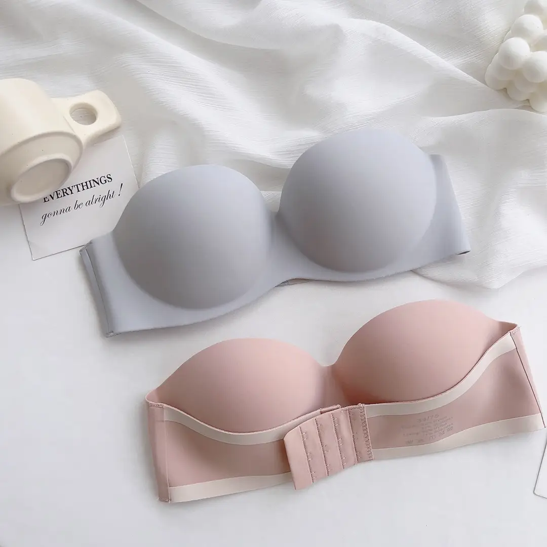 Summer Nylon Simple Casual Strapless Seamless Bra with Beautiful Back Design, Wireless Thin Molded Cup Lingerie Bra — feature 9