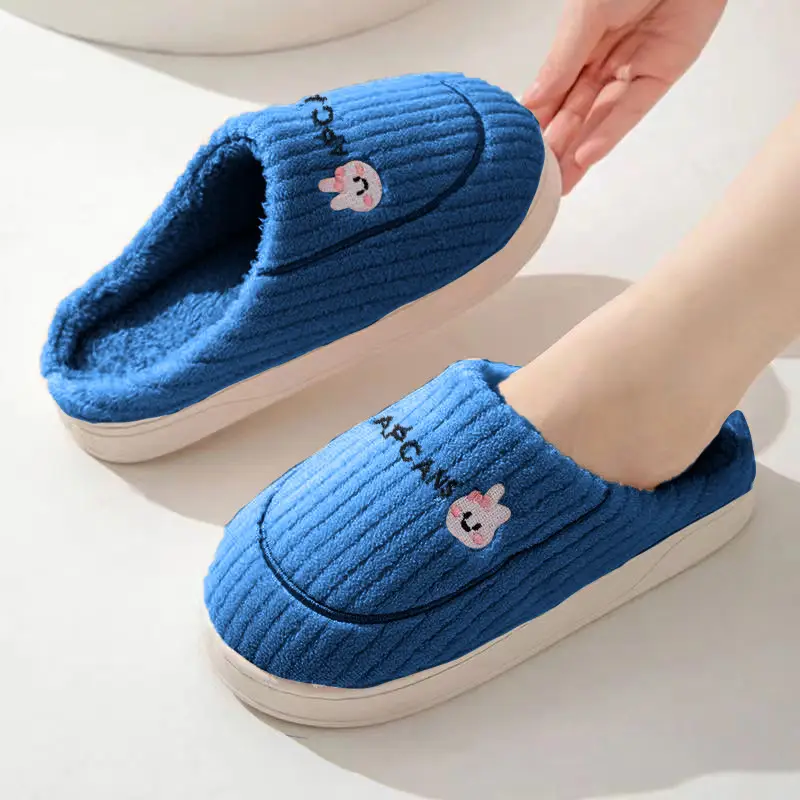 Blue Wool Warm Slippers for Men Women Non-Slip - Image 7