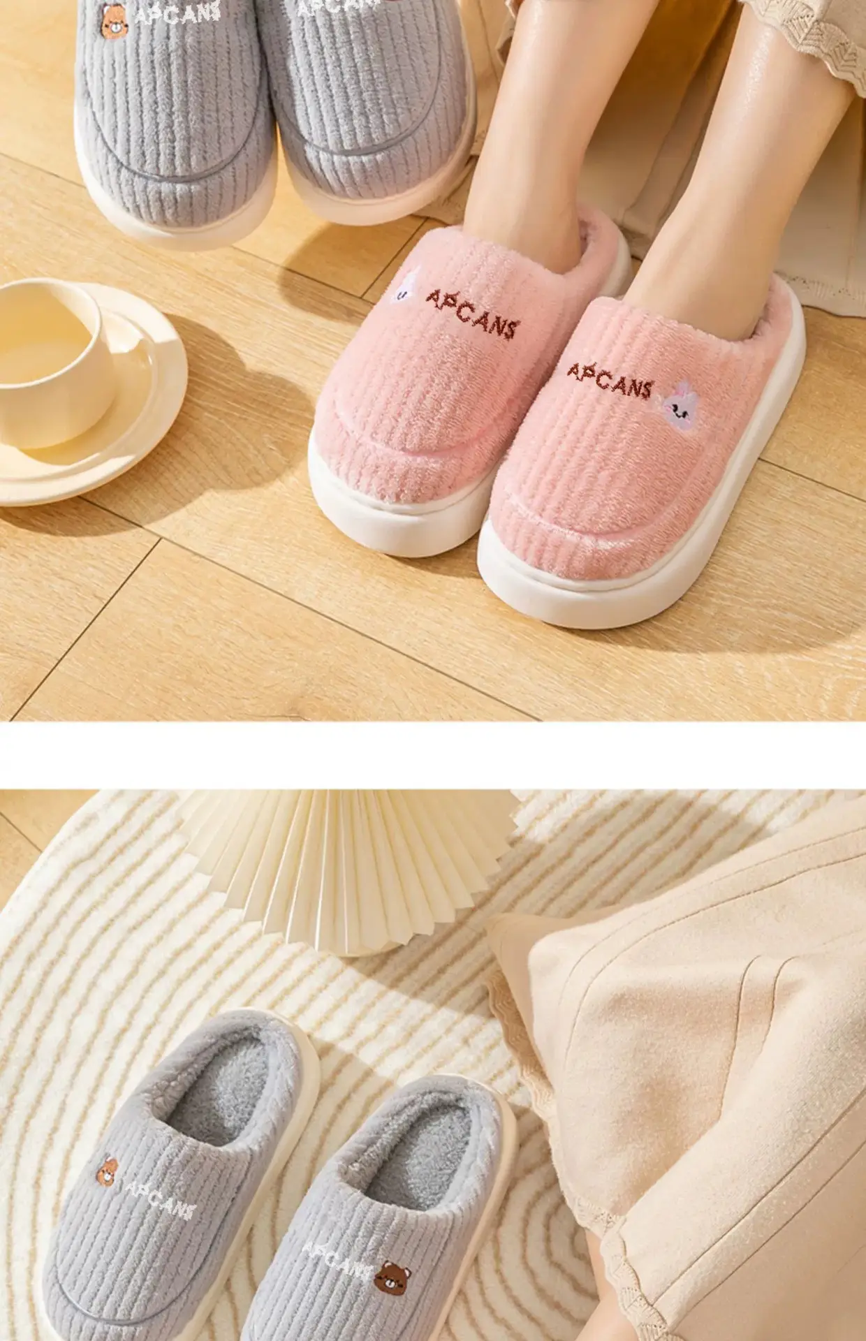Blue Wool Warm Slippers for Men Women Non-Slip — feature 19
