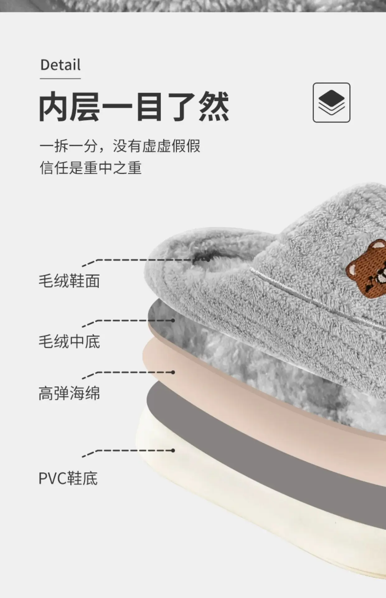 Blue Wool Warm Slippers for Men Women Non-Slip — feature 5