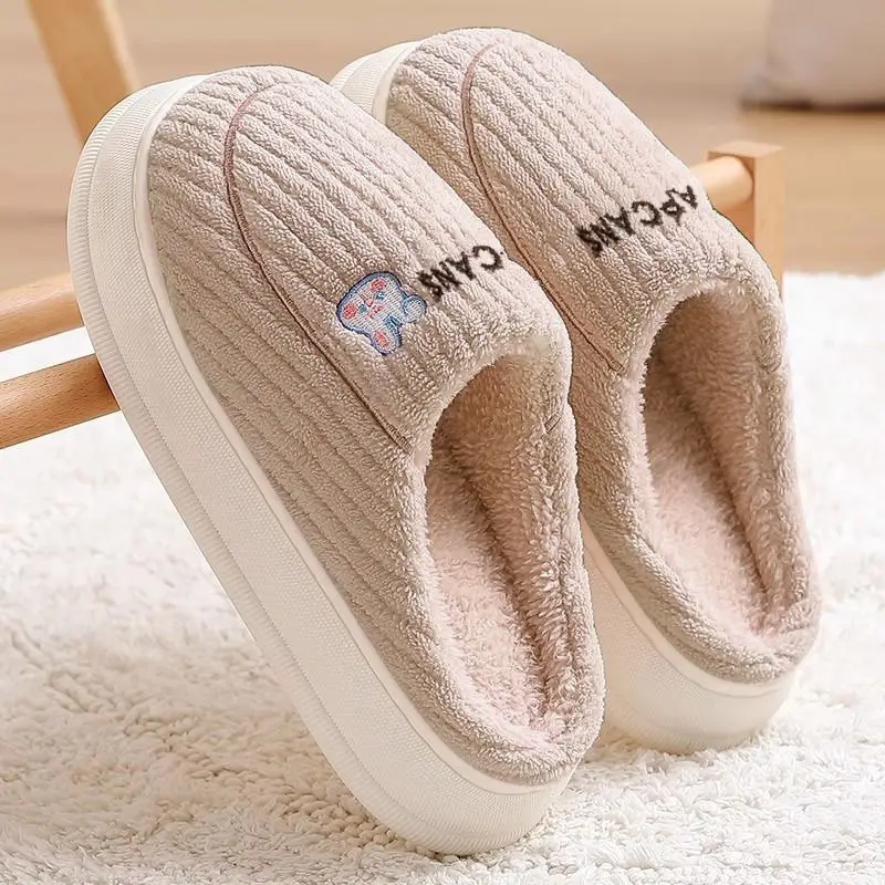 Blue Wool Warm Slippers for Men Women Non-Slip - Image 2