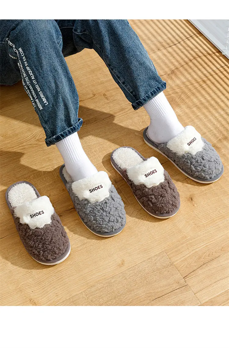Floor Mop 2025 Plush Cotton Slippers for Men and Couples, Fleece-Lined, Warm, Non-Slip, Solid Color, Suitable for Indoor and Outdoor Use, High-End Cotton Slippers — feature 10