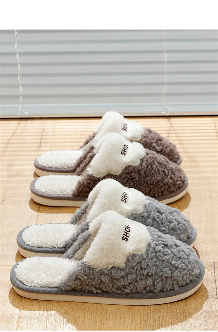 Floor Mop 2025 Plush Cotton Slippers for Men and Couples, Fleece-Lined, Warm, Non-Slip, Solid Color, Suitable for Indoor and Outdoor Use, High-End Cotton Slippers — feature 12