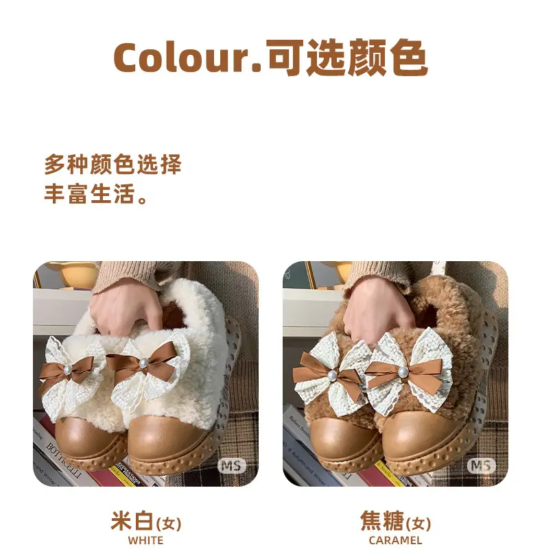 2025 Winter Warm Slipper with Bow Fleece Lined Men Women — feature 17