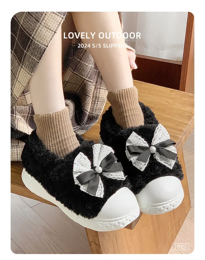 2025 Winter Warm Slipper with Bow Fleece Lined Men Women — feature 8