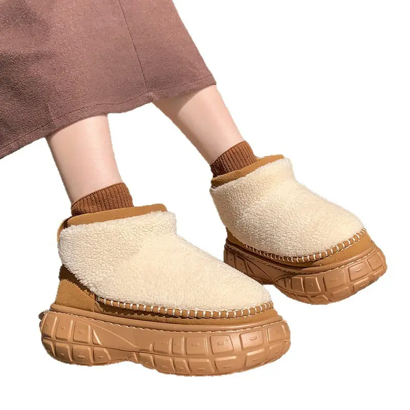 2025 New Winter Women's Shoes Wholesale Thick-Soled Heightening Waterproof Warm Platform Fleece-Lined Thickeneded Cotton Shoes Gaobang Snow Boots - Image 6