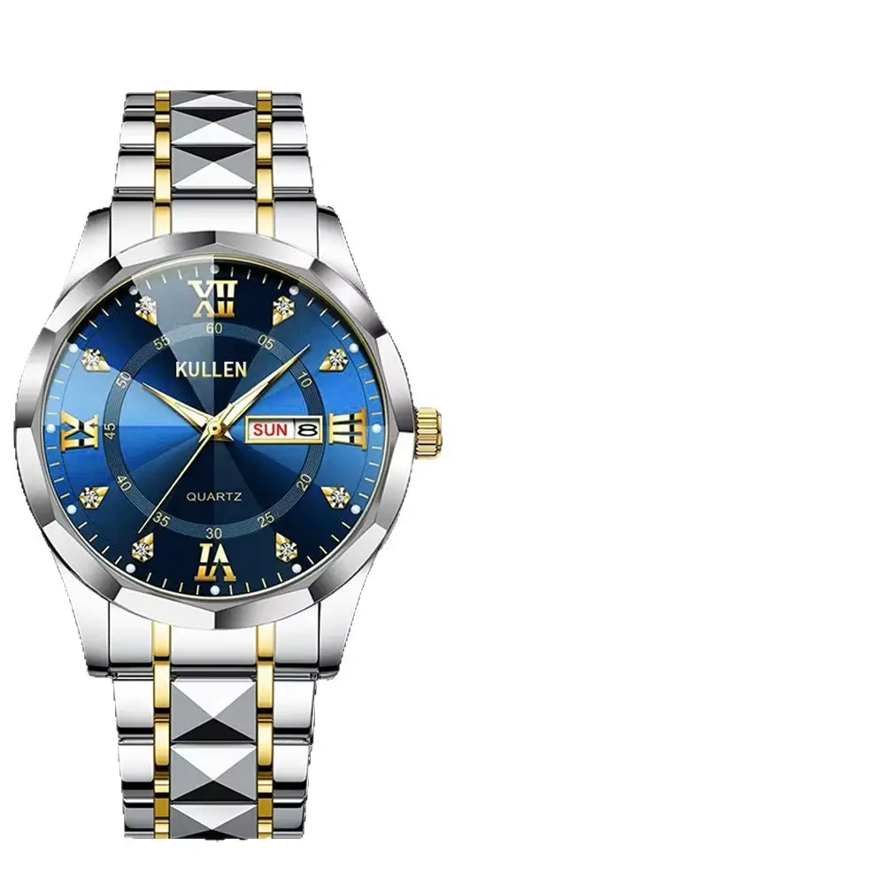 New Dual-Calendar Men's Business Watch, High-End Luminous Diamond-Encrusted British Watch, Popular Men's Fully Automatic Watch