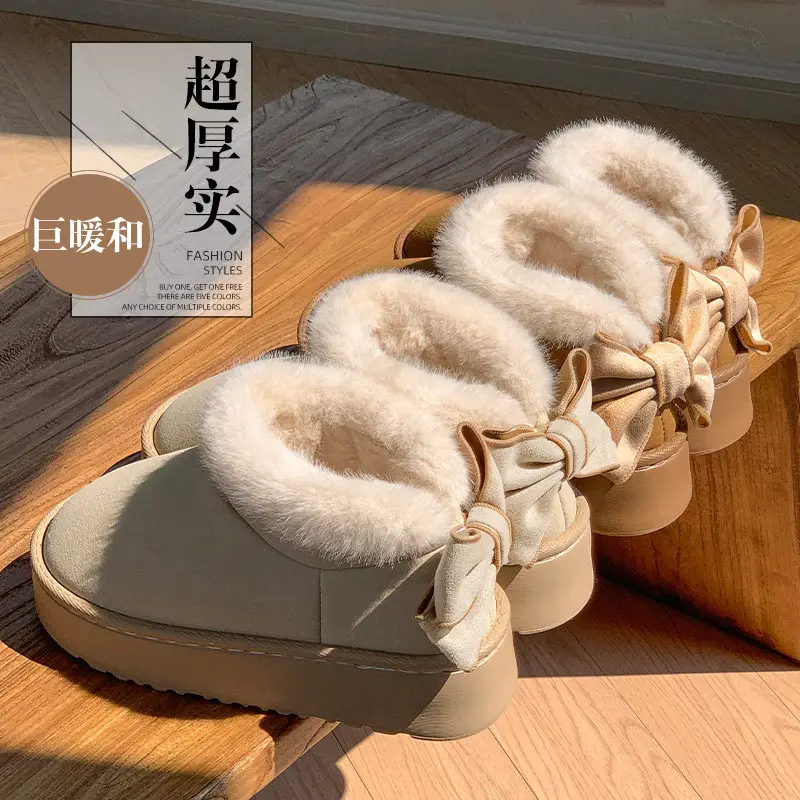 2025 Winter Women's Bowknot Warm Cotton Slippers - Image 5