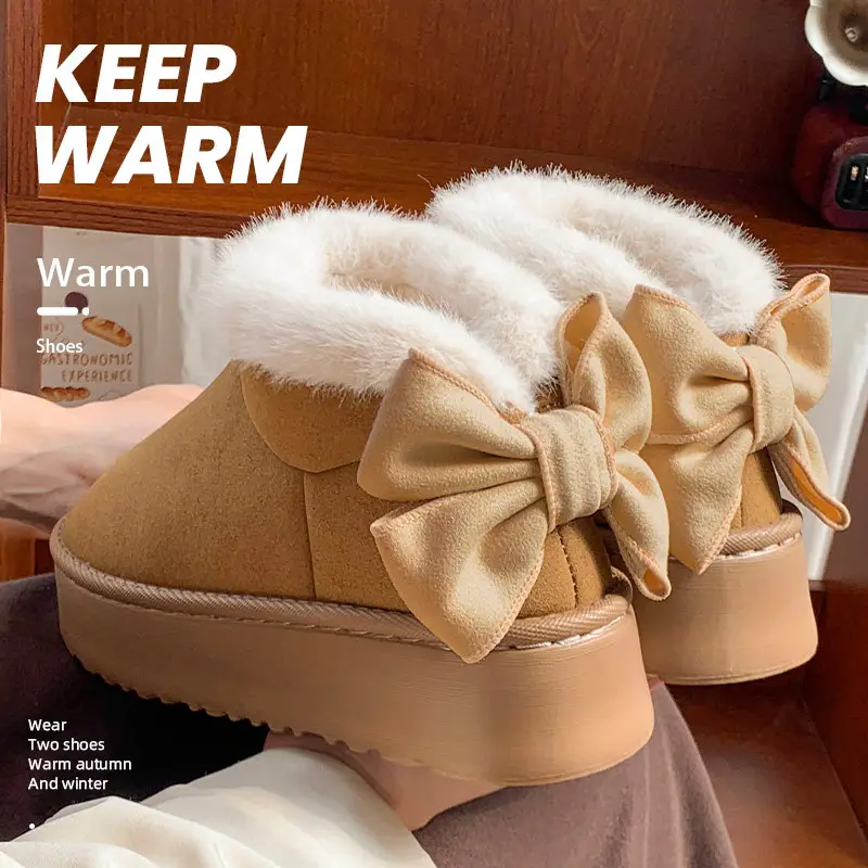 2025 Winter Women's Bowknot Warm Cotton Slippers - Image 6