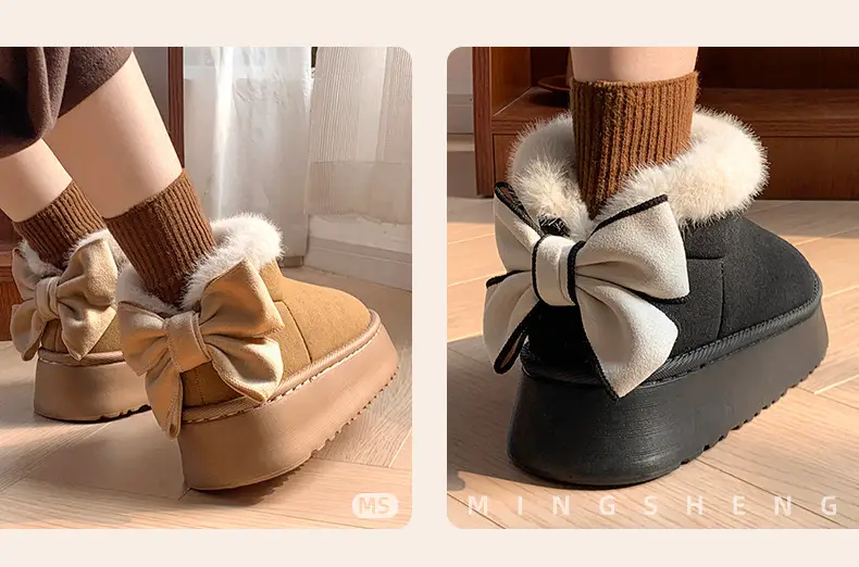 2025 Winter Women's Bowknot Warm Cotton Slippers — feature 10