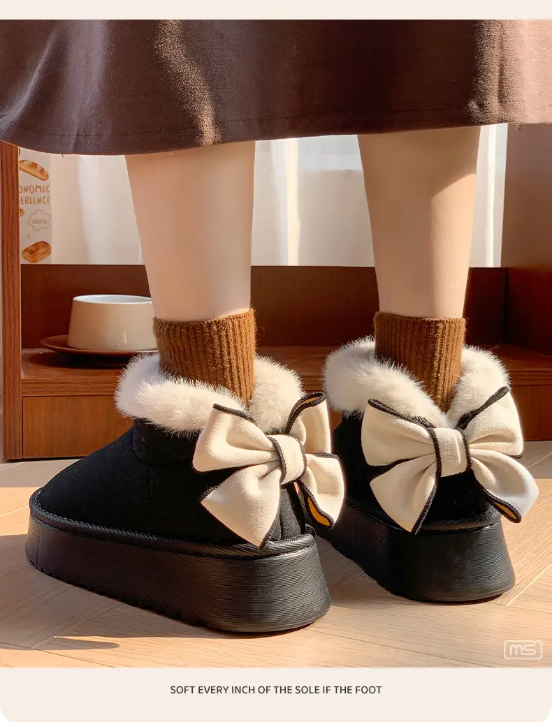 2025 Winter Women's Bowknot Warm Cotton Slippers — feature 11
