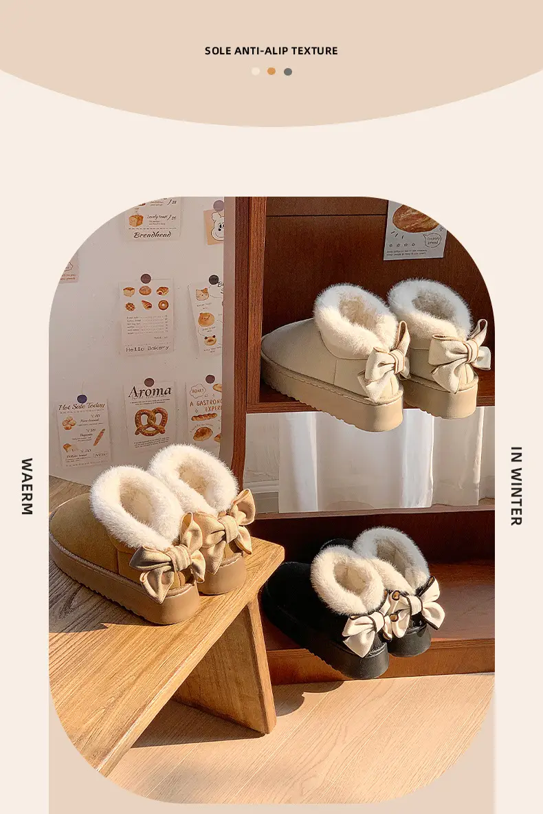2025 Winter Women's Bowknot Warm Cotton Slippers — feature 18