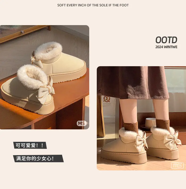 2025 Winter Women's Bowknot Warm Cotton Slippers — feature 7