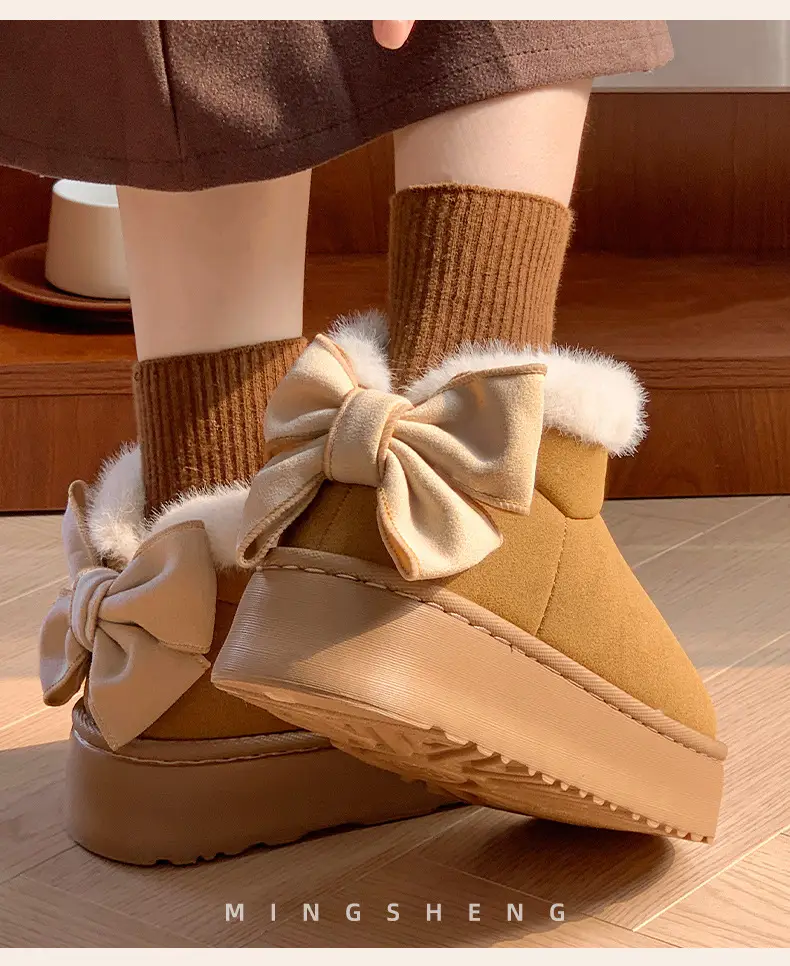 2025 Winter Women's Bowknot Warm Cotton Slippers — feature 8