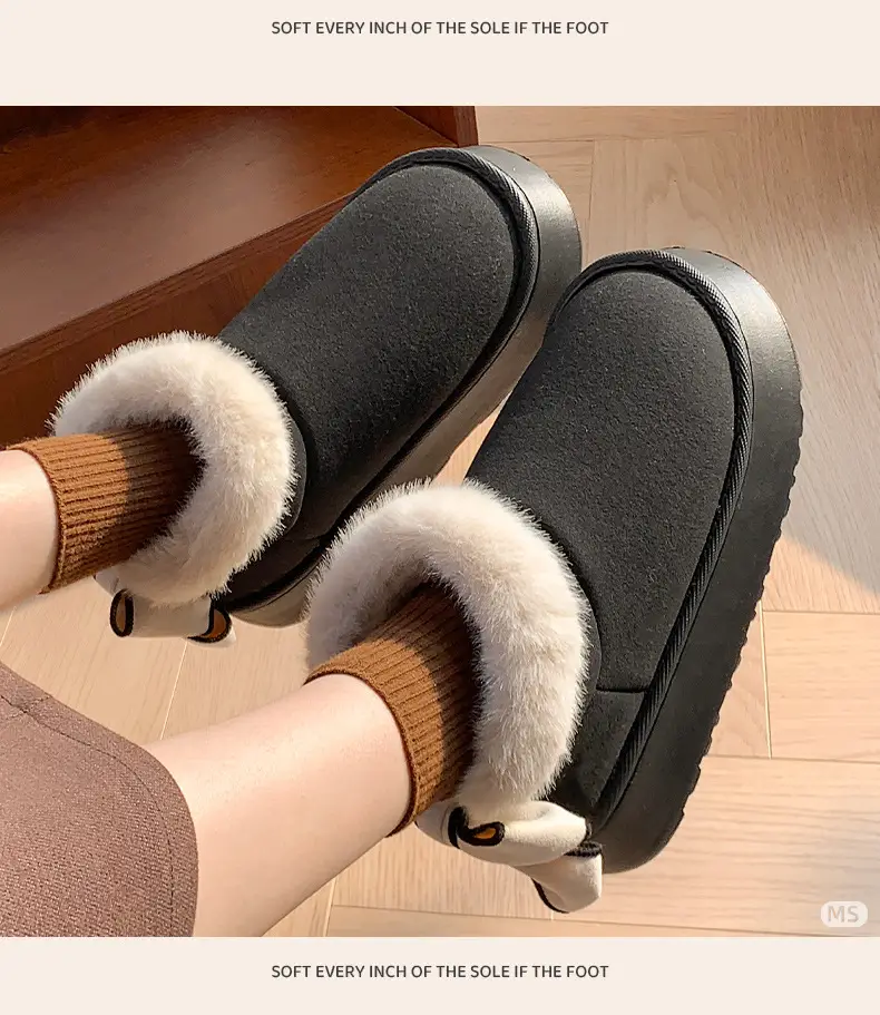 2025 Winter Women's Bowknot Warm Cotton Slippers — feature 9