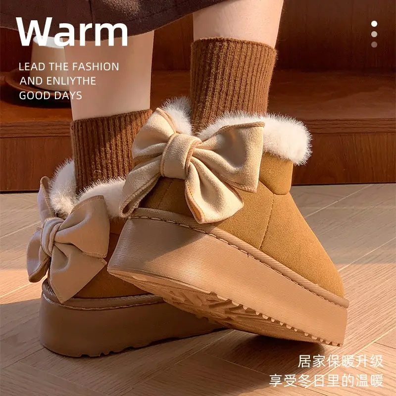 2025 Winter Women's Bowknot Warm Cotton Slippers - Image 2