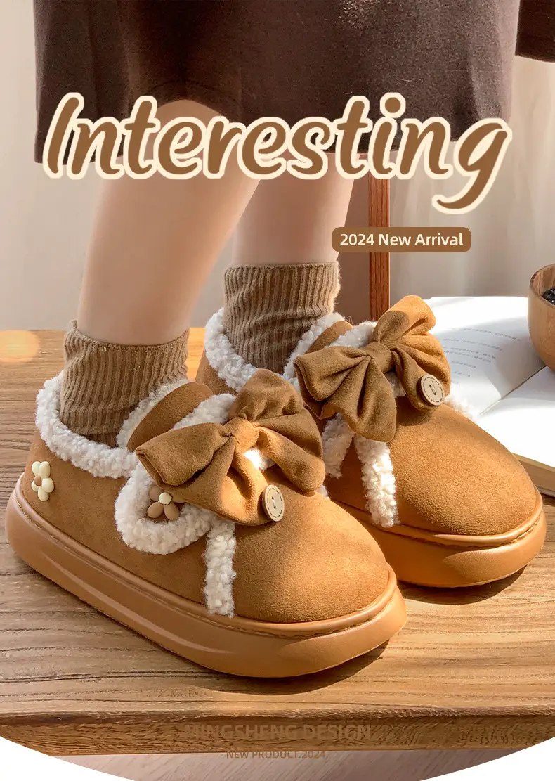 2025 Winter Women's Fleece Bow Boots High-Top — feature 1