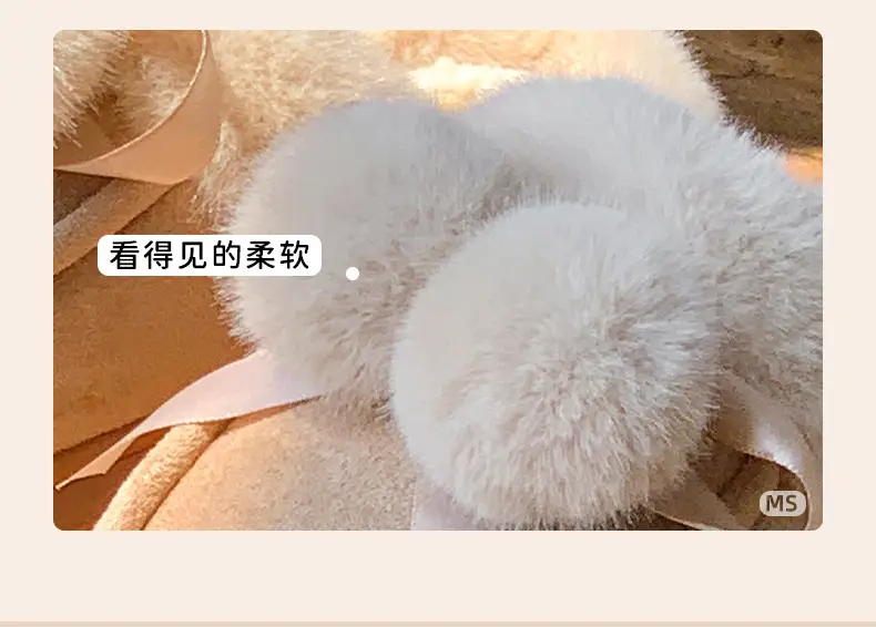 2025 Winter Double Ball Bow Plush Cotton Slippers for Women — feature 5