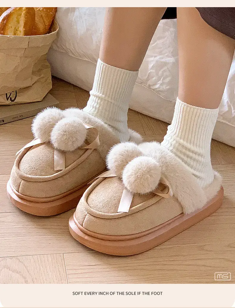 2025 Winter Plush Bow Slippers for Women — feature 2