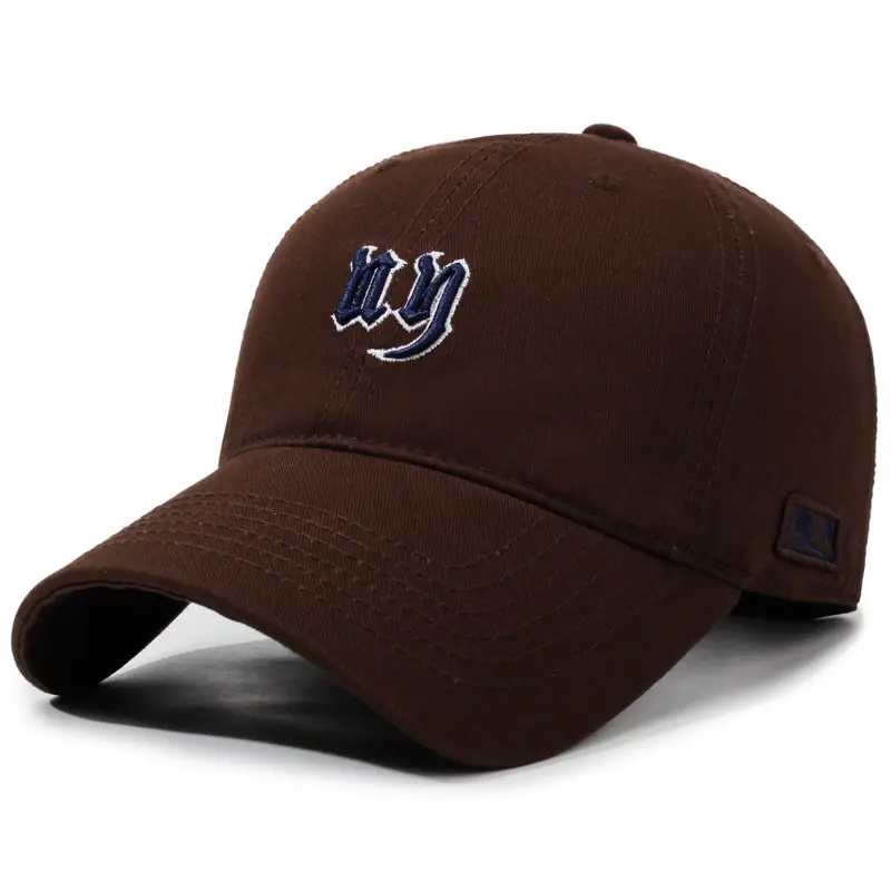 Men Beige Embroidered Baseball Cap with Curved Brim