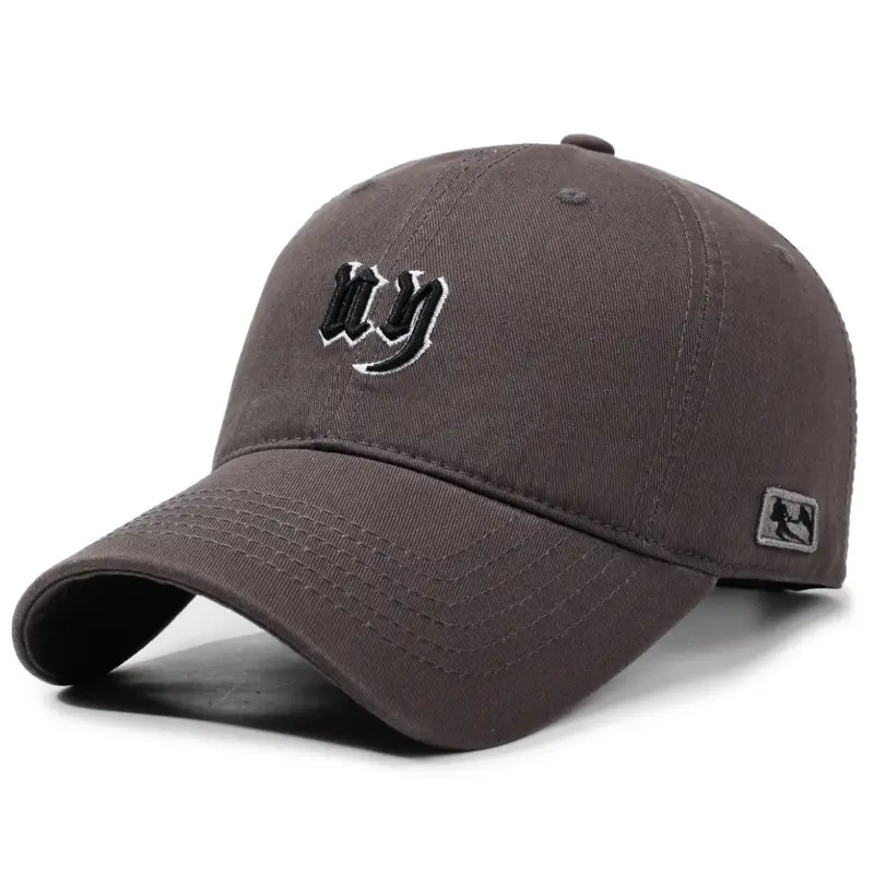Men Beige Embroidered Baseball Cap with Curved Brim