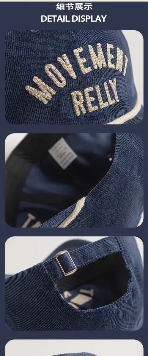 Men's Blue Letter Embroidered Duckbill Cap with Belt — feature 3