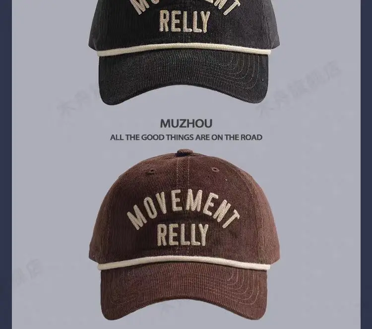 Men's Blue Letter Embroidered Duckbill Cap with Belt — feature 5