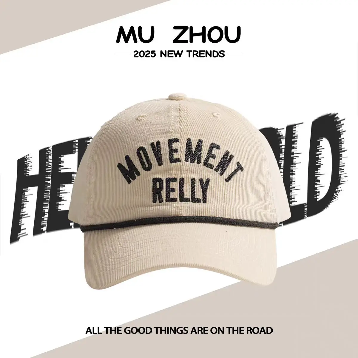Men's Blue Letter Embroidered Duckbill Cap with Belt - Image 2