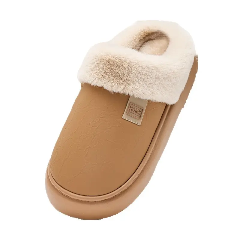Waterproof Cotton Slippers for Women in Autumn and Winter 2025 New Home Warm and Comfortable Thick-Soled Leather Antibacterial Cotton Shoes for Men to Wear Outside - Image 14