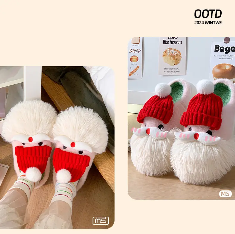 2025 Winter Cartoon Santa Wool Fluffy Slippers — feature 6