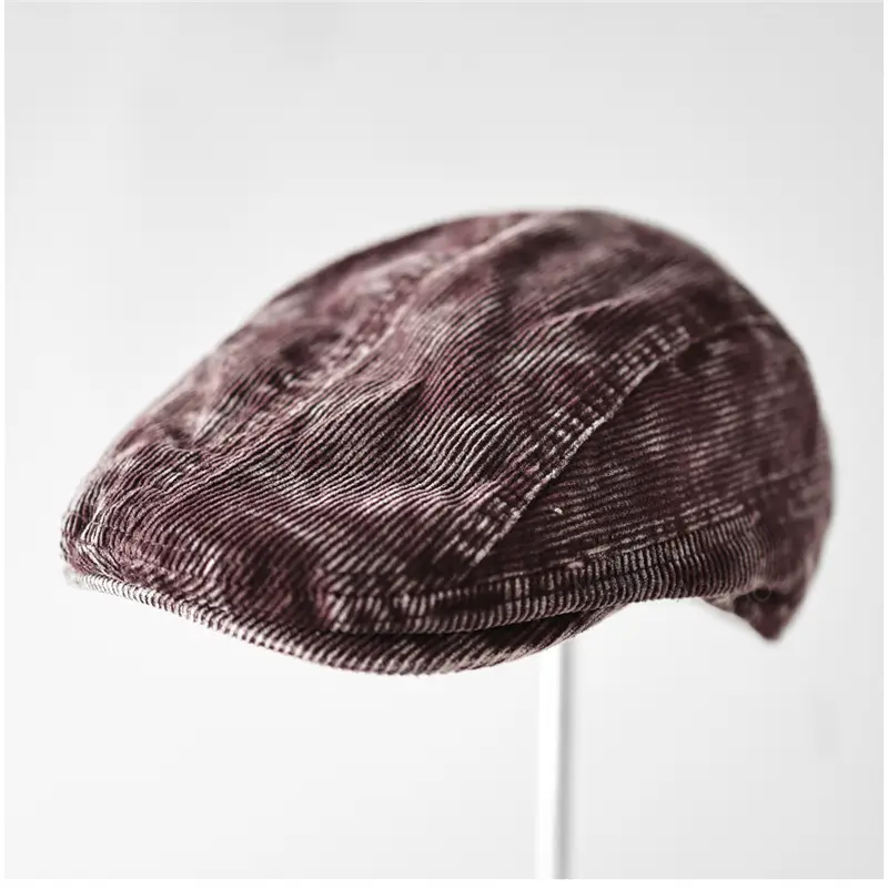 Men's Corduroy Sunshade Cap Brown Back Patch Letters - Image 7