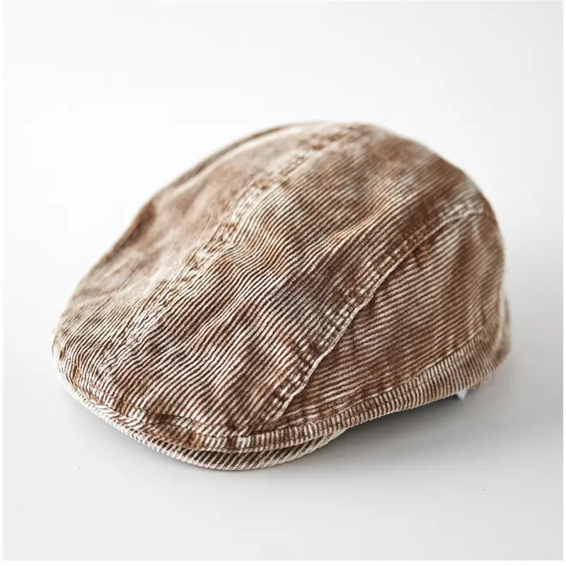 Men's Corduroy Sunshade Cap Brown Back Patch Letters - Image 8