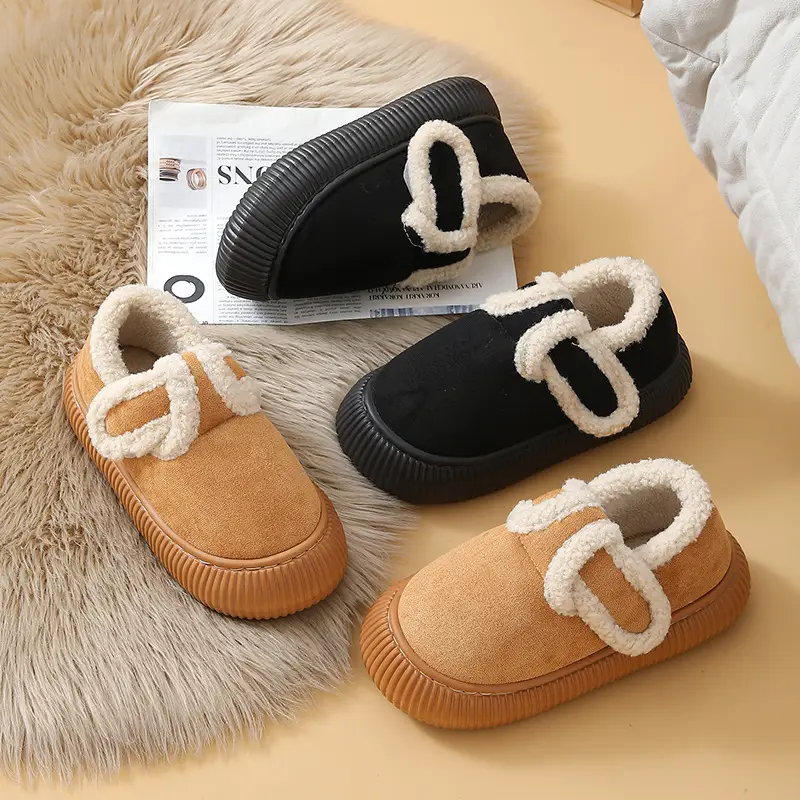 Women's Black Wool Slipper with Fleece Lining
