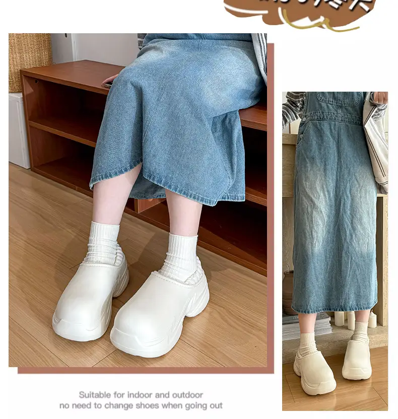 Women Black Slip-On Slippers Warm Thick Sole Autumn Winter — feature 14