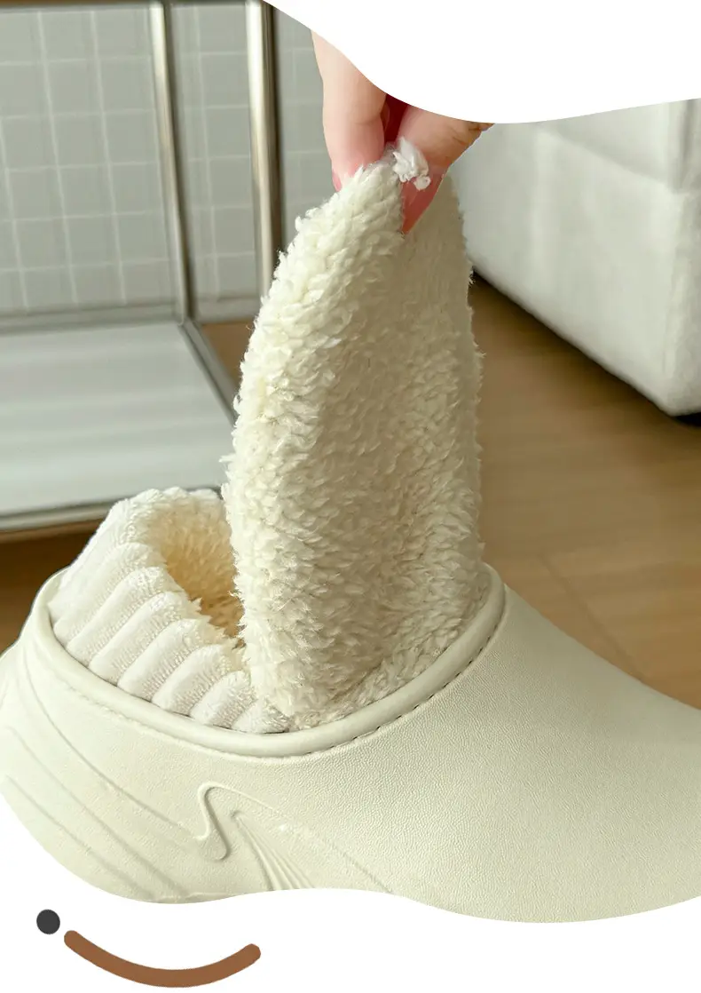 Women Black Slip-On Slippers Warm Thick Sole Autumn Winter — feature 6