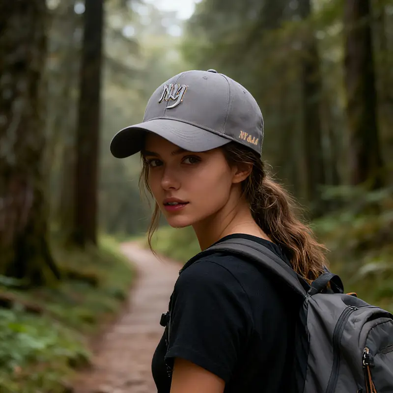 Men's Grey Embroidered Baseball Cap with Three-Layer Design - Image 9