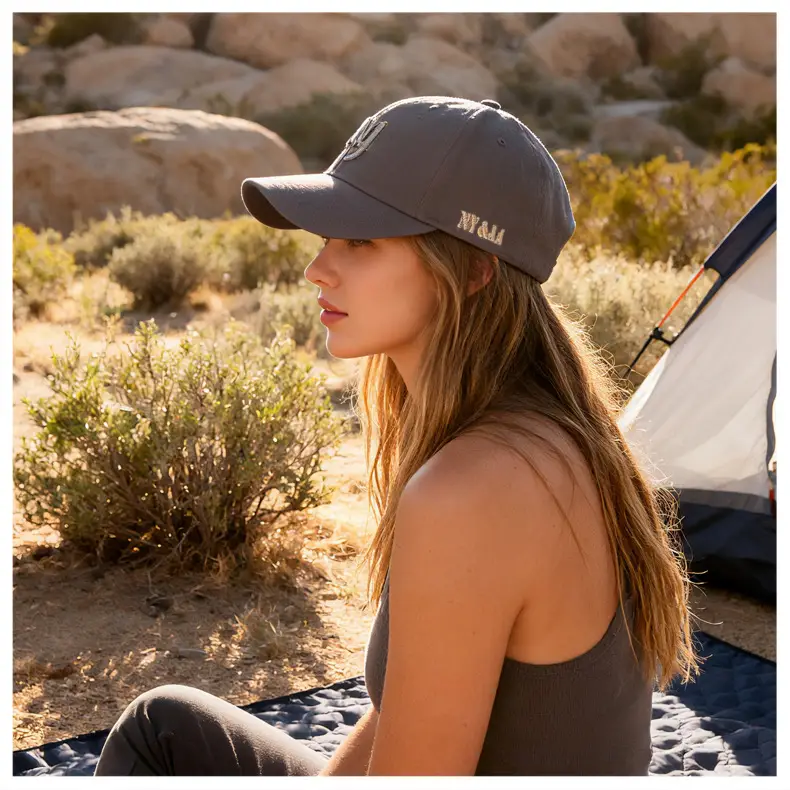 Men's Grey Embroidered Baseball Cap with Three-Layer Design — feature 16