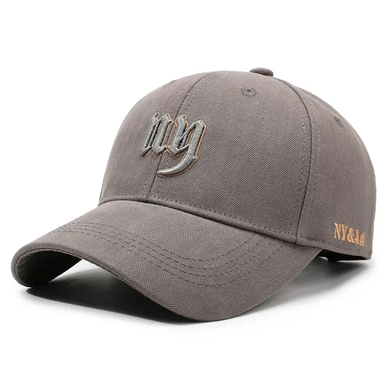 Men's Grey Embroidered Baseball Cap with Three-Layer Design - Image 4