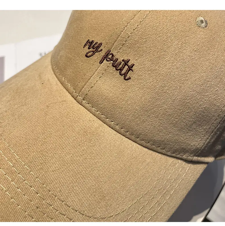 Women Beige Embroidered Baseball Cap with Sun Visor — feature 10