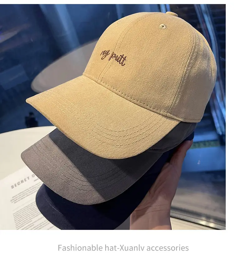 Women Beige Embroidered Baseball Cap with Sun Visor — feature 6