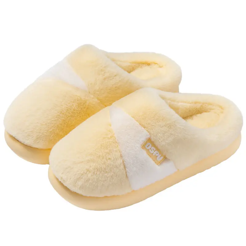New Autumn Winter Cotton Slippers for Women Men Warm Thick Soled