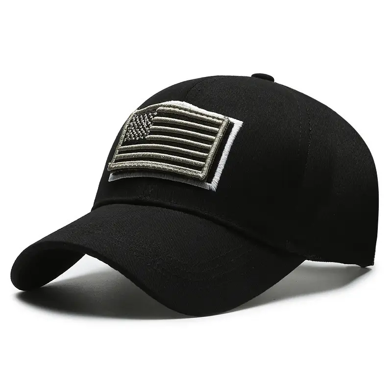 Men Military Cross-Border Cap Black USA Embroidered - Image 12