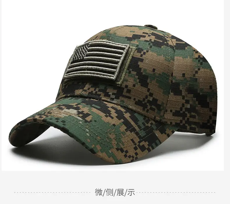 Men Military Cross-Border Cap Black USA Embroidered — feature 8