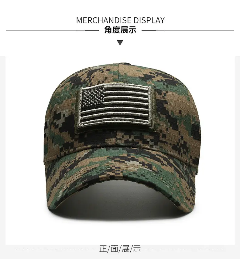 Men Military Cross-Border Cap Black USA Embroidered — feature 9