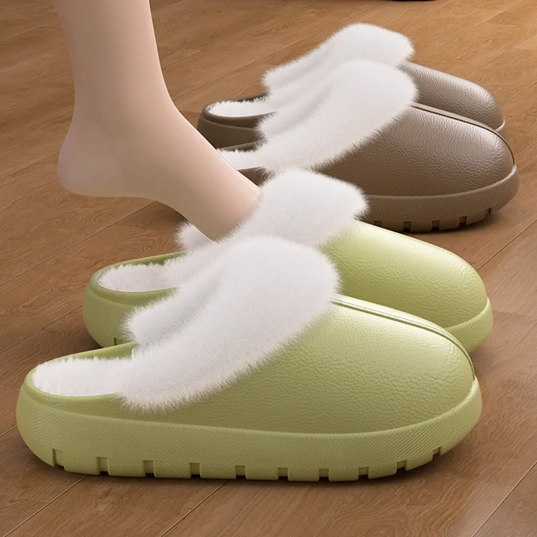 2025 New Waterproof Cotton Slippers for Women Autumn and Winter Indoor Home Warmth Plus Velvet Removable Stuffed Slippers for Women — feature 4